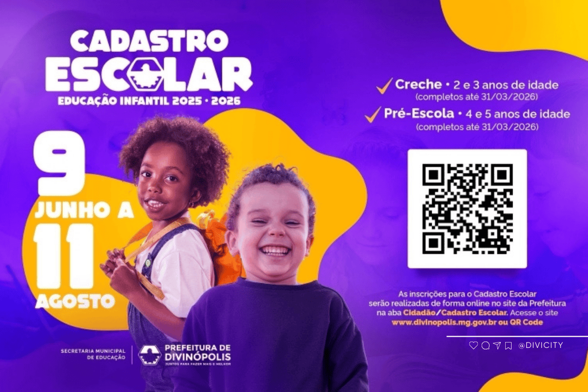 Prefeitura de Divinópolis abre inscrições para matrícula infantil 2026 — e o prazo já está correndo